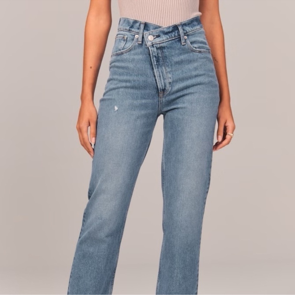 Abercrombie &z Fitch The '90s Straight Vitra High Rise  Blue Women's Jeans 25